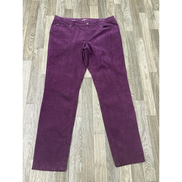 Ann Taylor Loft Women’s Pants Skinny Corduroy Burgundy  Size 14 Button/ Zipper - Picture 1 of 7